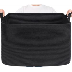 MEVRONISSHOP-Grand panier de rangement tress&eacute; 105 l - Grand panier de plafond pour salon, chambre &agrave; coucher - Panier de rangement rectangulaire en corde de coton pour jouets - 63,5 x 40,5 x 40,5 cm - - Neuf