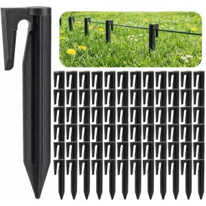 MEVRONISSHOP-Piquets pour c&acirc;ble de d&eacute;limitation robot tondeuse : 200 pi&egrave;ces en plastique, crochet de terre - Neuf