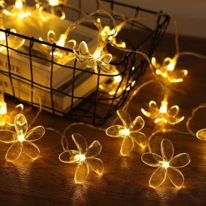 Kalanka-Guirlande Lumineuse En Forme De Fleur De Cerisier Rose,3m 20 Led Guirlande Cerisier Lumineuses,Blanc Chaud Lumineuse Led En Fleurs De Cerisier Pour Int&eacute;rieur, Le Jardin,La Terrasse - Neuf