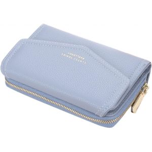 CAUC-Portefeuille Femme Cuir Moyen Porte Monnaie Femmes Fermeture &Eacute;clair Poche &agrave; Monnaie Porte-Cartes avec 10 Compartiments pour Cartes Portefeuilles Pochette Femme (Bleu Clair) - Neuf