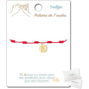 Eryi-Pulsera 7 Noeuds Rouges Con Lettre Initiale A-Z Acier Inoxydable-Porte Bonheur Et Protection-Bracelet Mauvais ?Il Pour Couples Et Amitié-Bijoux Réglable - Neuf