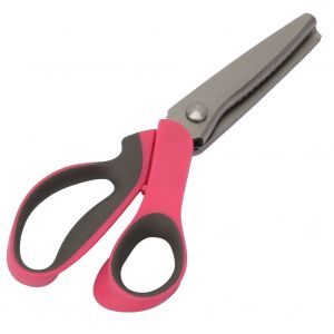 Ciseaux de couture et de broderie en acier inoxydable, dents triangulaires de 5 mm, coupe-tissu (rose rouge) - Neuf