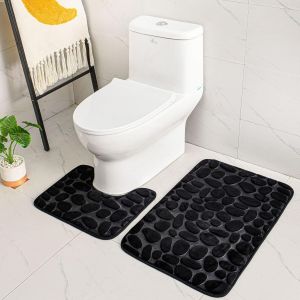 KAL-Eleoption U2013 Lot De 2 Tapis De Bain Antidérapants En Mousse À Mémoire De Forme Respirante, Doux Et Confortables, Absorbants L'Eau, Pour Salle De Bain, Tapis De Bain Antidérapant - Neuf