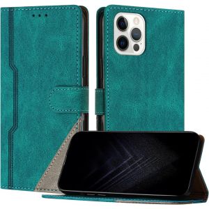 Kal-Étui Pour Iphone 12 Pro Max (6,7 Pouce), Housse En Cuir Pu Avec [Protection Antichoc Tpu] [Fonction Support] [Porte-Cartes ] Antichoc Magnétique Coque Pour Iphone 12 Pro Max - Vert - Neuf