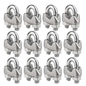 Lot de 12 colliers de serrage en acier inoxydable pour câble métallique de 4mm de diamètreM4 - Neuf