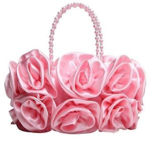 Fleur Rose Bush Femmes De Soir&eacute;e En Satin Sac &Agrave; Main De Perles-Sac Poign&eacute;e De Mariage De Mari&eacute;e Sac &Agrave; Main D'Embrayage Fleur Rose Sac Taille Unique - Neuf