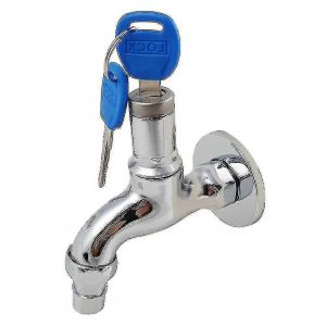 Robinet d'eau avec serrure &agrave; cl&eacute; antivol monotrou en m&eacute;tal pour machine &agrave; laver F - Neuf
