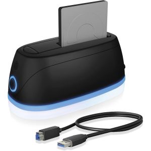 HDD / Station d'accueil pour disque dur USB 3.0 pour SATA 2,5 pouces & 3,5 pouces, &eacute;clairage RGB, station de clonage de disque dur & lecteur, Adaptateur, Externe, IB-1124L-C3 - Neuf