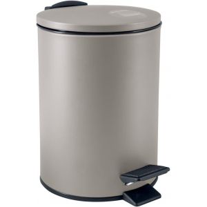 Poubelle à Pédale en Acier,Modèle Adelar,Mécanisme Slow Close,Le Couvercle se referme doucement et silencieusement,Revêtement Anti-Traces de Doigts,Taupe,3 litres - Neuf