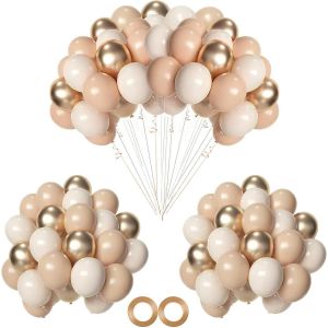 60 X Apricot Balloons, Beige, Brown Garland 12 Inches  Decorations For Birthday Party And Wedding - Neuf