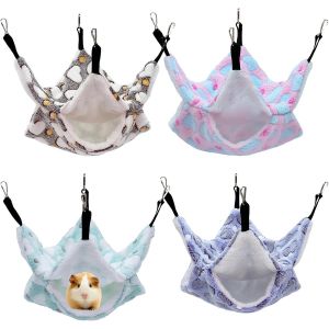 4 Pcs Hamacs Pour Petits Animaux Hamac Hamster Hamac Pour Petit Animal De Compagnie Hamac Suspendus À Double Couche Pour Furet Hamster Rat Écureuil Chinchilla Cochon D'inde - Neuf
