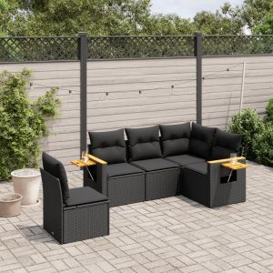 Prolenta Premium - Salon De Jardin 5 Pcs Avec Coussins Noir R&eacute;sine Tress&eacute;e - Neuf