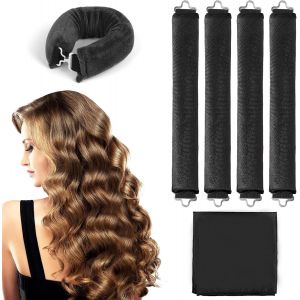 Kal-Bigoudis Cheveux Sans Chaleur, Flexibles Avec Crochet, Pour La Nuit Et Dormir, Diy Curling Tool Pour Cheveux Longs, Moyens Et Courts, Noir - Neuf