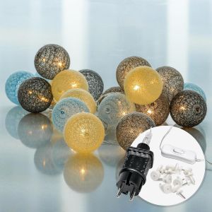 KAL-Cozyhome Bleu Guirlande Lumineus Boule Coton - 20 Led & 6M Blanc Chaud I Avec Fiche I Guirlandes Lumineuses Chambre Fairy Lights Intérieur I Led Decoration Girlande Interieur Fil Lumineux D'Intér - Neuf