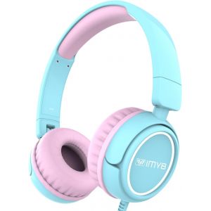 LORANKA-Casque pour enfants avec c&acirc;ble, pliable, son st&eacute;r&eacute;o, limitation du volume s&eacute;curis&eacute;e, jack 3,5 mm, casque supra-auriculaire pour l'&eacute;cole, gar&ccedil;on, fille, tablette, PC, bleu clair et rose - Neuf