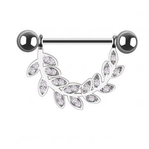 1 Piercing Corporel En Acier Inoxydable Avec Strass, Anneau De Teton, Bouclier, Argent - Neuf