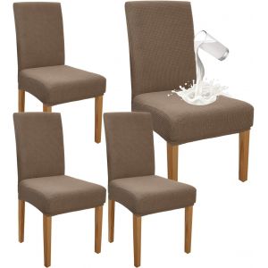 Eryi-Lot De 4 Housses De Chaise De Salle À Manger Imperméables De Qualité Supérieure - Stretch - Pour Salle À Manger - Protection De Chaise Amovible - Pour Banquet, Cuisine, Fête - Camel - Neuf