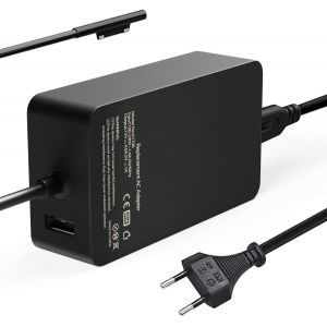 Chargeur Surface 65W 15V 4A pour Microsoft Surface Pro 11/10/9/8/7/7+/6/5, Laptop 7/6/5/4/3, Go 4/3/2/1, Book 3/2/1 - Avec Port USB - Neuf