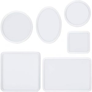 Moules En R&eacute;sine &Eacute;poxy, 6 Moules En R&eacute;sine Avec Dessous De Verre Rond, Moule Carr&eacute; En R&eacute;sine, Moule Ovale En Silicone Et Moule En R&eacute;sine Rectangulaire Pour La Fabrication De Loisirs Cr&eacute;atifs - Neuf