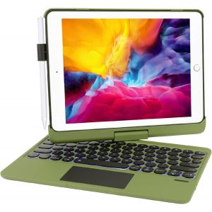Étui De Clavier Pour Ipad Pro 6/5 Génération 2018/2017 9,7"", Ipad Air 2/Air 1 À 360 °, Clavier Bluetooth Sans Fil Avec Pavé Tactile, Éclairage 7 Couleurs (Vert) - Neuf