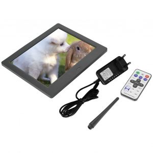 Cadre photo numerique 8 pouces 16:9 800 x 600 HD avec lecteur de musique et video (prise UE noire) - Neuf