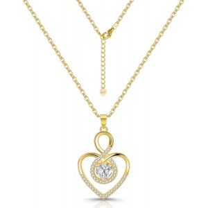 Kal-Collier Pour Femme, Collier En Forme De Coeur En Argent Sterling 925, Pendentif Amour En Zircone Cubique, Collier Pour Femme, Cadeau Pour Femme, Amie, Maman - Neuf