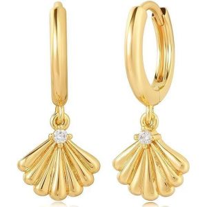 Kal-Boucles D'oreilles En Or Pour Femme - Perles D&eacute;licates - Boucles D'oreilles Pour Cartilage Huggie - Hypoallerg&eacute;niques - Plaqu&eacute; Or 18 Carats - Bijou Fantaisie Pour Femmes Et Filles - Neuf