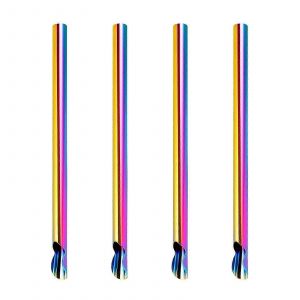 Yardwe 4pcs Réutilisable 304 Pailles En Métal En Acier Inoxydable Pailles Longues Créatives - Neuf