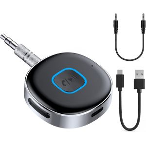 Recepteur Bluetooth Voiture, Récepteur Bluetooth 5.0, Aux 3.5 Mm Jack Audio Adaptateur, Aux Récepteur Bluetooth Appels Mains Libres Pour Stéréo Voiture/Stéréo Domestique/Haut-Parleur[Z1664] - Neuf