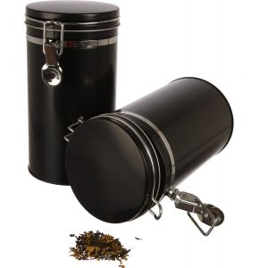 TIANYI-| 2x boîte de conservation/à café avec joint silicone et fermeture mécanique, hermétique, métal, pour 500g de café | 20 x 10.4cm (H,ø) |également idéale pour suppléments ou farine - Neuf