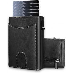Portefeuille Pour Homme - Avec Protection Rfid - Mini Portefeuille Bifold - Slim - Avec Compartiment &Agrave; Monnaie - &Eacute;tui Pour Cartes De Cr&eacute;dit - Pour Homme,Cuir Noir.,Mit Kartenbox Und - Neuf