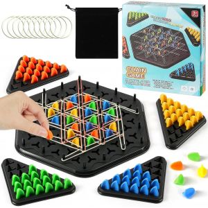 Eryi-Jeu De Triangle En Chaîne, Petit Jeu D'échecs Géométrique, Eu De Société De Strategie Peg Société Interactif Chain Triangle Pour 2 À 4 Joueurs - Neuf