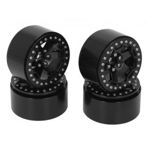 Lot de 4 moyeux de roue de 2,2 pouces en alliage d'aluminium pour voiture telecommandee Rock Crawler 1/10, noir - Neuf