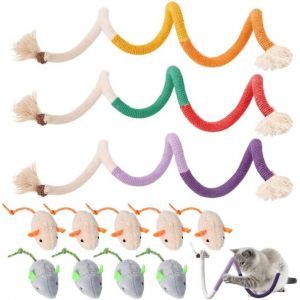 Letnerny-9 Pièces Souris En Peluche, Avec 3 Pièce Jouet À Mordre En Corde À Herbe À Chat,Catnip Jouets Souris, Jouet À Mâcher Pour Chat, Jouet Interactif Pour Chat,Pour Interieur Jouet Chat Interacti - Neuf