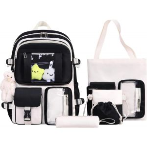 KALSC-Sacs À Dos Kawaii Ensemble De 5 Pour L'École,Joli Sac À Dos Transparent Preppy Avec Pendentif Esthétique Pour Filles Et Garçons - Neuf