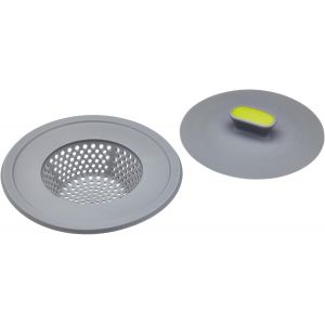 Jgd-Kc Blue - Bouchon D'&eacute;vier 2-En-1 Avec Filtre, 11,5 Cm, Gris/Vert - Neuf