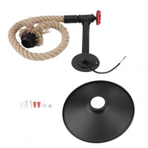 Hjlian Applique Murale Retro En Corde De Chanvre Et Fer, Style E27 90-250 V, Luminaire Pour Cafe, Bar, Couloir - Neuf