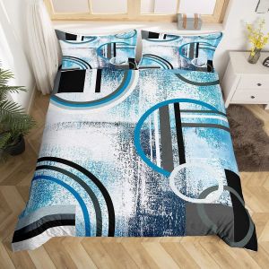 Housse De Couette Homewish Peinture À L'huile Double, Housse De Couette Géométrique, Parure De Lit Aquarelle Ombrée, Parure De Lit Bleu Marine, Noir Et Gris, Housse De - Neuf