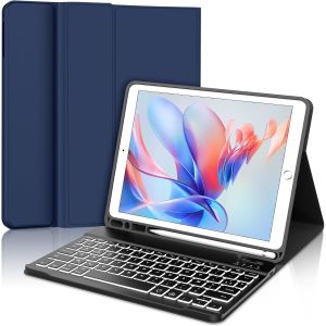 Clavier pour iPad 9 ème - Coque Clavier pour iPad 10,2 Pouces (9ème 2021 / 8ème 2020 / 7ème 2019), Rétroéclairage 7 Couleurs, AZERTY, - Neuf