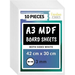 10 x Plateau MDF A3 Blanc | 420x300x3mm | Dunne Holz-Platten | Parfait pour le laser, le routeur CNC et la modelisation - Neuf
