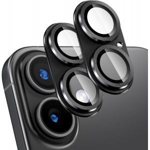 Lot de 2 protections d'objectif d'appareil photo pour iPhone 16/16 Plus, verre tremp&eacute; 9H, plaque en aluminium a&eacute;ronautique, cercle nocturne, clart&eacute; HD, compatible avec les coques, - Neuf