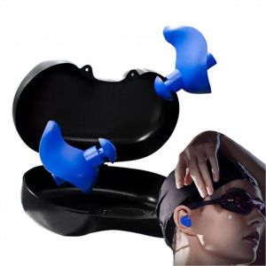 Nager Bouchons D'oreilles R&eacute;utilisables En Spirale De La Mousse De Bouchons D'oreilles Pour La Natation, Le Surf, Et Des Douches, La R&eacute;duction Du Bruit Pour Les Hommes Et Les Femmes, Bleu, 1 Pack - Neuf