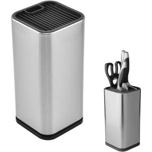 Oayew-Bloc &Agrave; Couteaux Carr&eacute;, Bloc &Agrave; Couteaux En Acier Inoxydable, Support Pour Couteaux Cuisine, Avec Fente Pour Ciseaux Et Trou De Vidange, Pour Ranger Divers Couteaux Et Ciseaux - Neuf