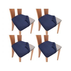 Lot de 4 housses de si&egrave;ge extensibles bleu marine pour chaises de salle &agrave; manger - Neuf