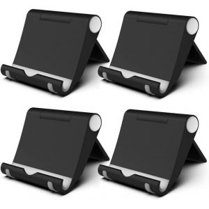 JGD-Lot de 4 Supports de t&eacute;l&eacute;phone Portable r&eacute;glables pour Bureau - Support de t&eacute;l&eacute;phone Portable Pliable Compatible avec iPhone 14, 13, 12, 11, Samsung Galaxy Huawei (4 Noir) - Neuf