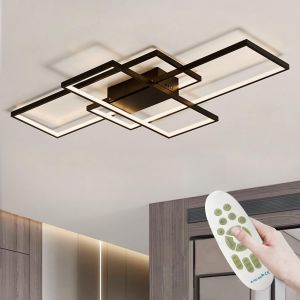 Ulteronixshop-Plafonnier Led Moderne, Luminaire Plafonnier Salon Dimmable, 3000k-6000k 60w 6000lm, Lustre Led Pour Chambre, Cuisine, 80cm, Noir - Neuf