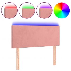 Vidaxl Tête De Lit À Led Rose 90x5x78/88 Cm Velours - Neuf