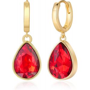 Boucles D'oreilles Créoles En Cristal Pour Femmes,Boucles D'oreilles Pendantes En Forme De Goutte D'eau En Cristal Scintillant Plaqué Or 18 Carats,Bijoux Cadeaux.[X2786] - Neuf