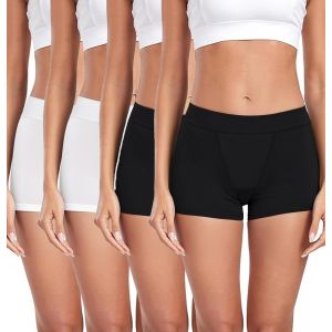 Khkui-Shorty Femmes Boxer Femme Coton Short Anti Frottement Cuisse Femme Sport Caleçon Avec Entrejambe Large Lot De 4 - Neuf