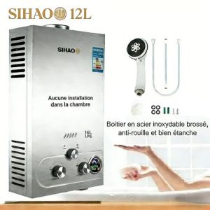 Chauffe-eau,12L,24KW-SIHAO-Chauffe-eau instantan&eacute;, garantie 1 an-Gris-inox304 - Neuf